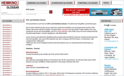 heimkino-glossar.de - Heimkino Fachbegriffe